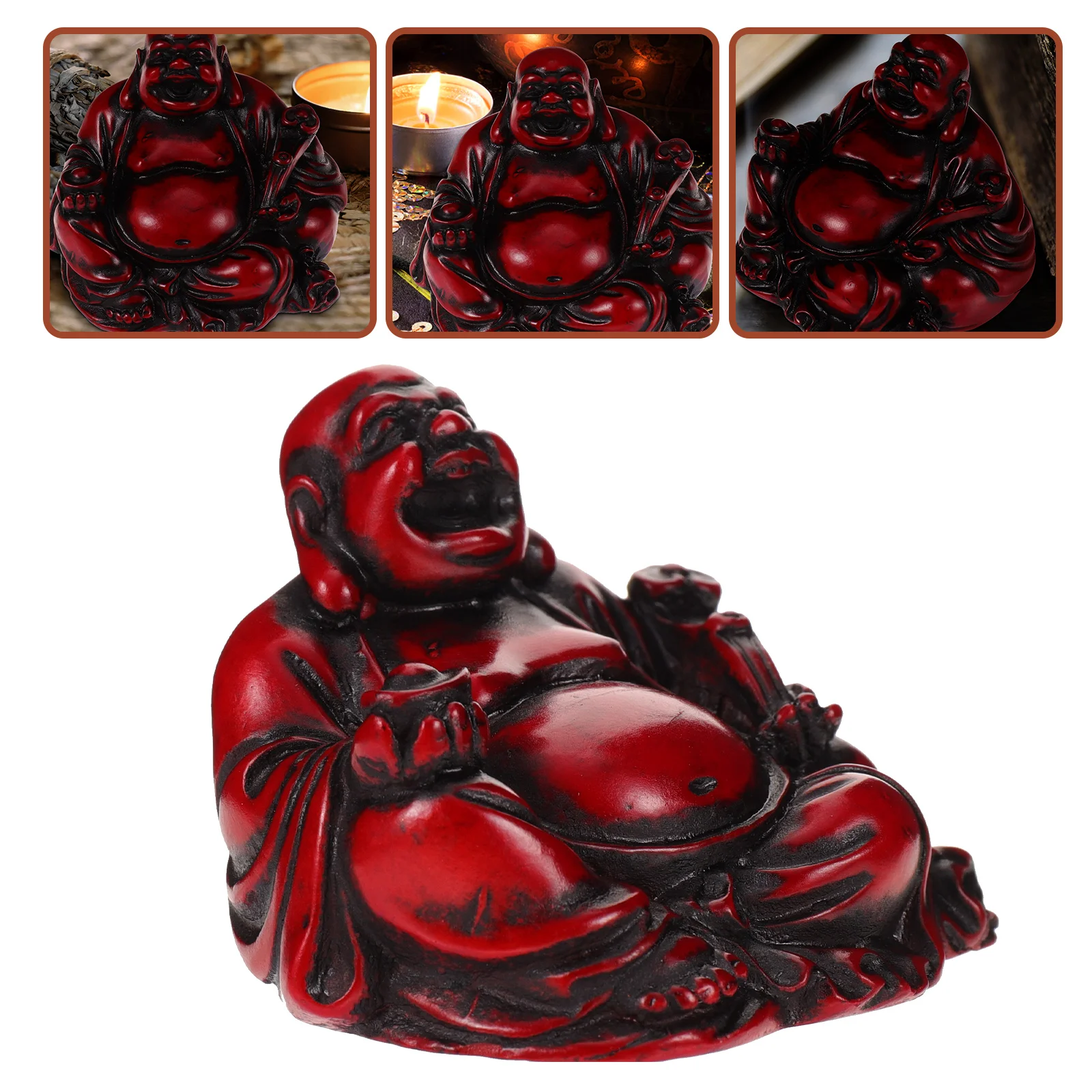 

Resin Laughing Buddha Figurine Ornament Fengshui Statue Maitreya Buddha Sculpture Craft Decoration Desktop Decor