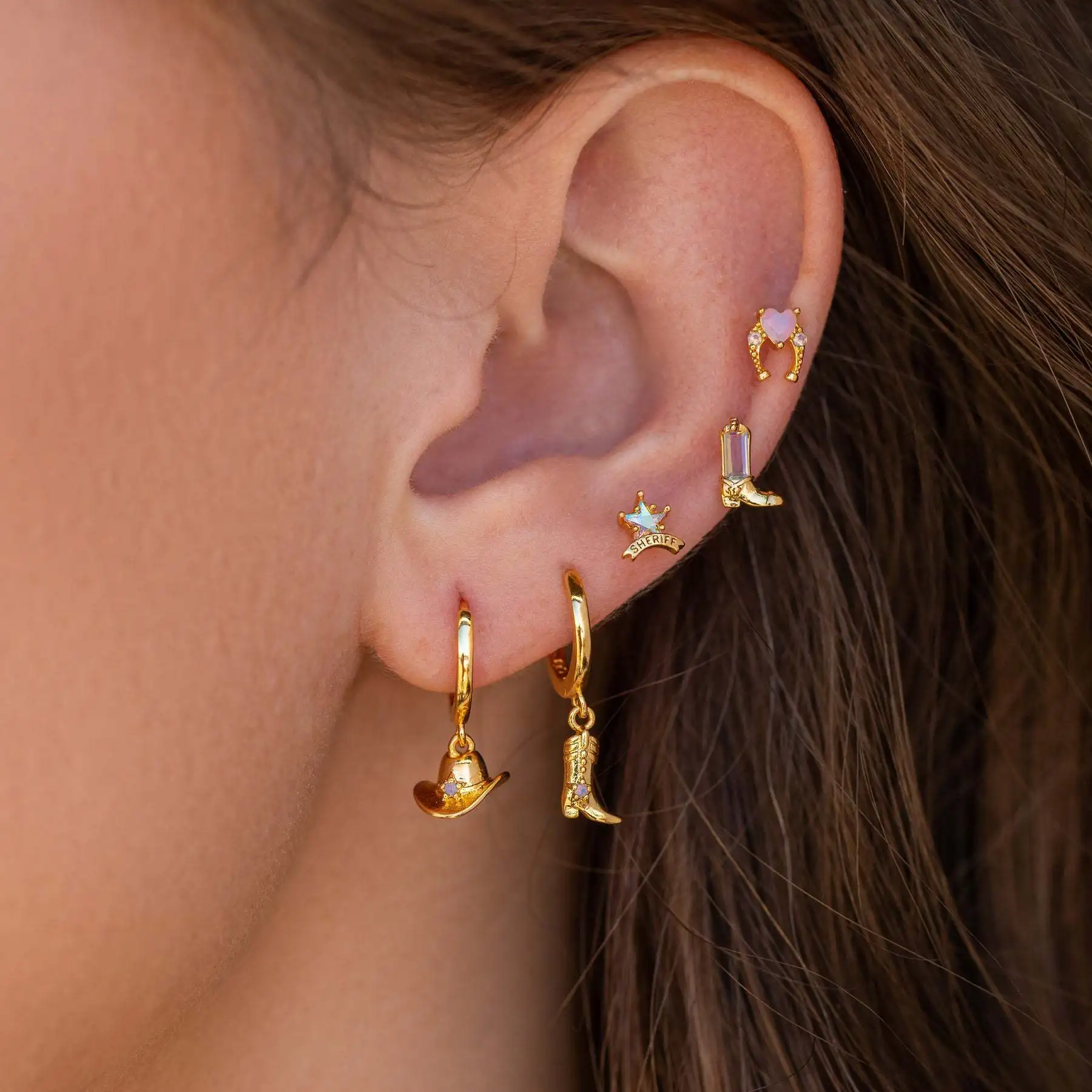 YEEVAA WILD WEST Cowboy Hat and Boots Hoop Earrings Women's Piercing Hypoallergenic Dangle Earrings Jewelry Christmas Gift 2