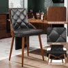 Dining Chairs Set of 8, Mid Century Modern Kitchen and Dining Room Chairs, Upholstered PU Leather Accent Chairs with Walnut Back 6