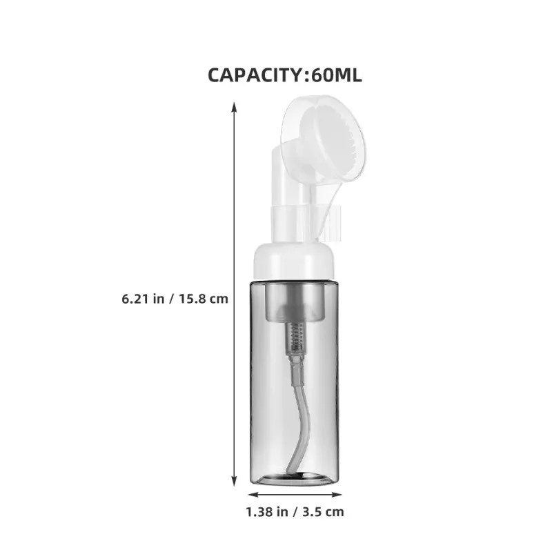 Foaming Plastic Facial Pump Bottle with Brush Head - Refillable Travel Soap Dispenser