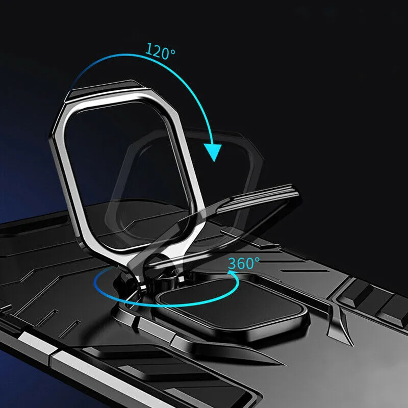 Luxury Armor Ring Case with Car Adsorption Magnetic Holder and Stand Coque Cover