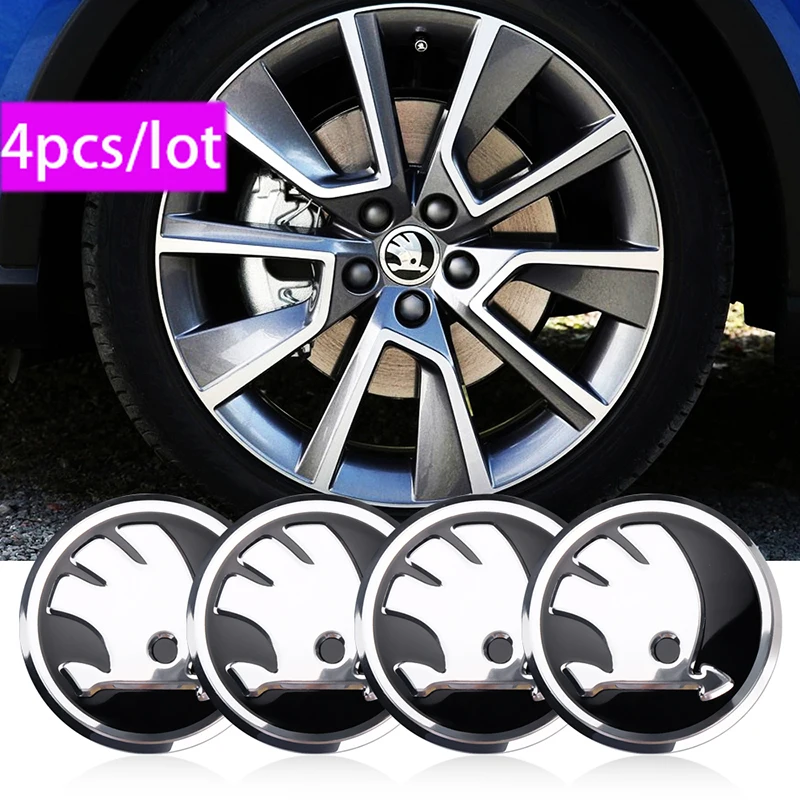 4Pcs Car Hub Cap Wheel Coperture Antipolvere Sticker Decor Per Skoda Octavia Fabia Rapid Yeti Superb Octavia A 5 A 7 2 Car Styling