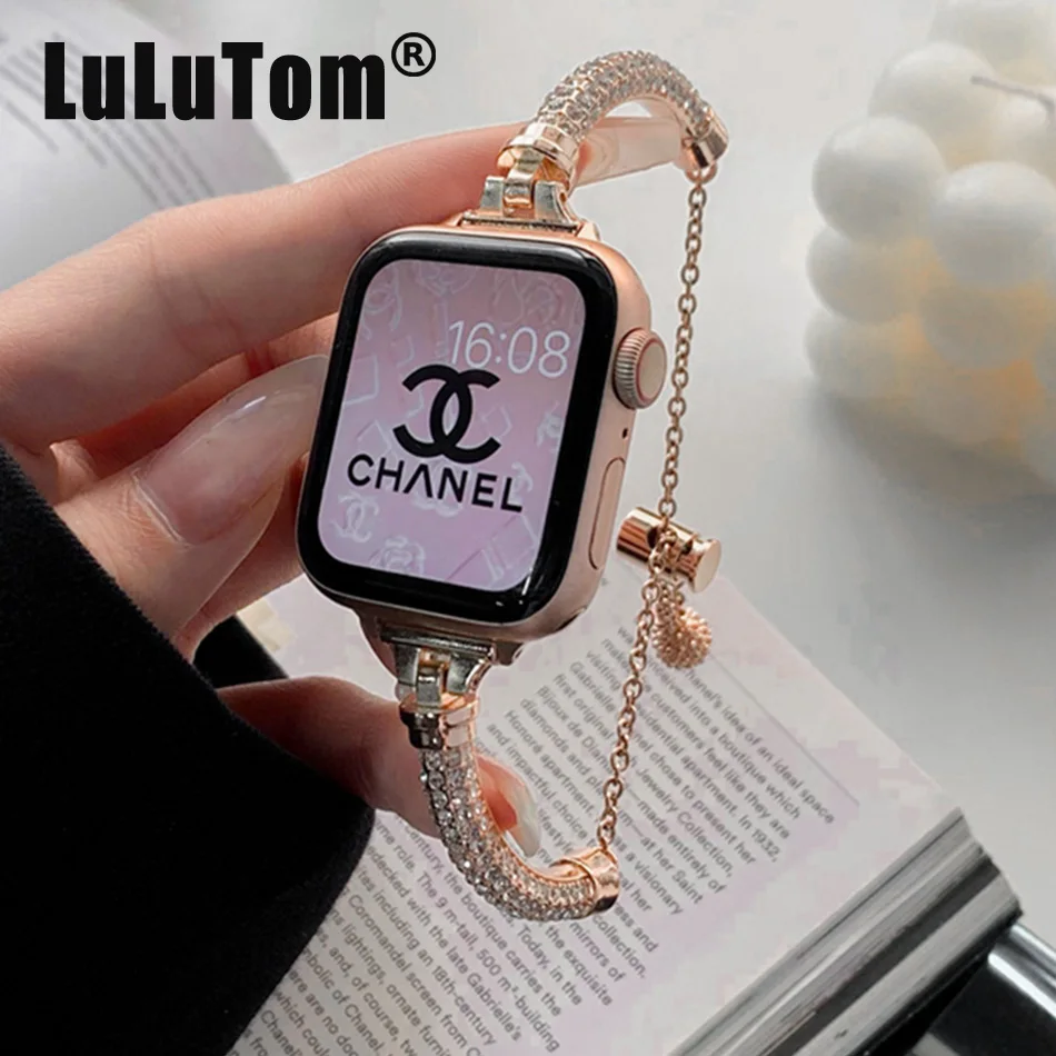 

Metal Strap For Apple Watch UItra 8 7 49mm 45mm 44mm Glitter Bracelet Wristband For iWatch Series 6 5 SE 4 42mm 40mm 38mm Correa
