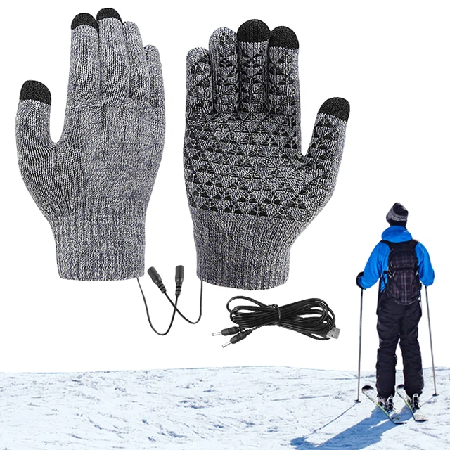 Electric Heated Gloves Touch Screen Outdoor Riding Skiing Mitten USB Heated Gloves for Backpacking Mountaineering (no battery) 2
