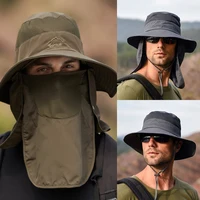 Summer Sun Hats UV Protection Outdoor Hunting Fishing Cap for Men Women Hiking Camping Visor Bucket Hat Neck Flap Fisherman Hat 5