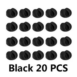 Cable Clip Winder Organizer - Round Cord Clips for Tidy Desk and Wire Management, Adhesive Holder Clamps for Home, Office, and Car (20 Pack) (Black)