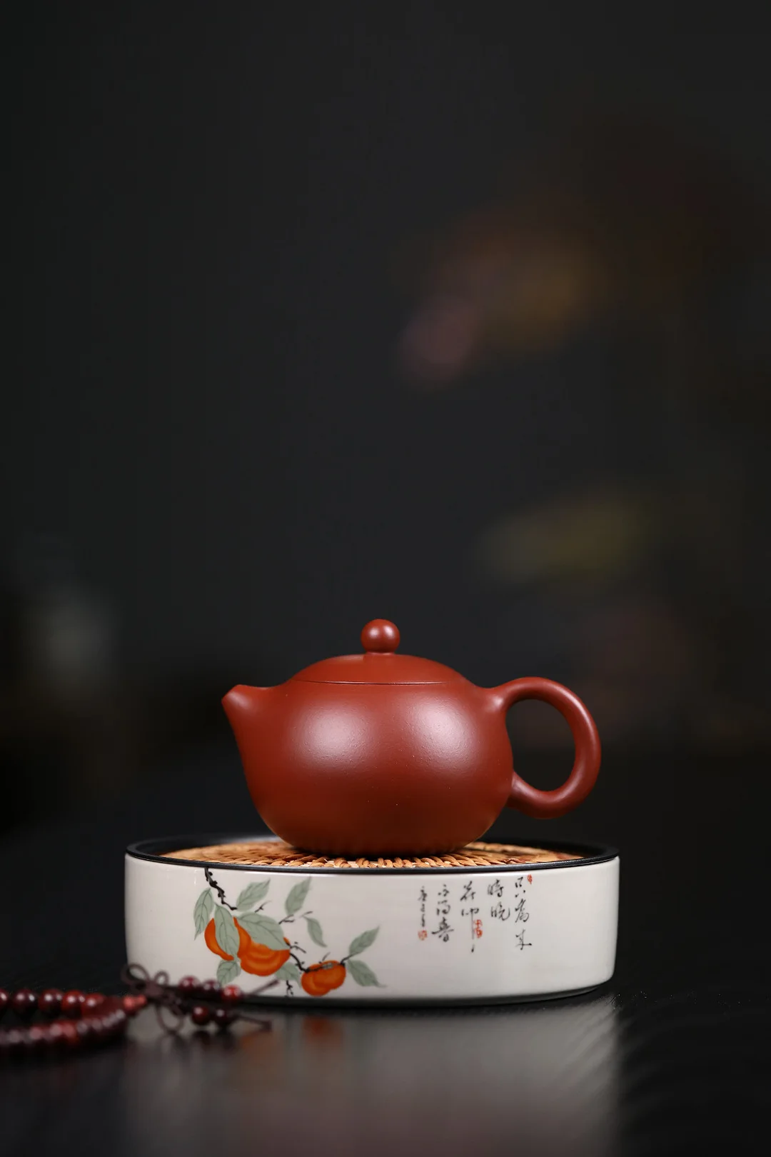 中国結　福の装飾品と陶器皿セット 中国の伝統的なティーセット、セラミックティーセット、カンフー