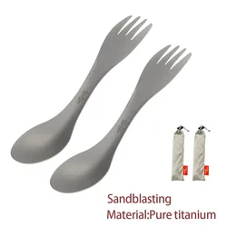 Set of 2 Ultralight Titanium Sporks - Eco-Friendly Portable Flatware for Outdoor Camping and Travel (2Pcs)