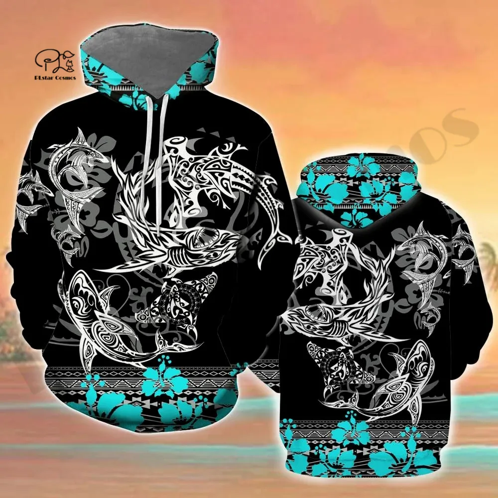 PLstar Cosmos 3DPrint Newest Polynesia Tribal Shark Tattoo Harajuku Streetwear Casual Unique Unisex Hoodie/Sweatshirt/Zip Style1