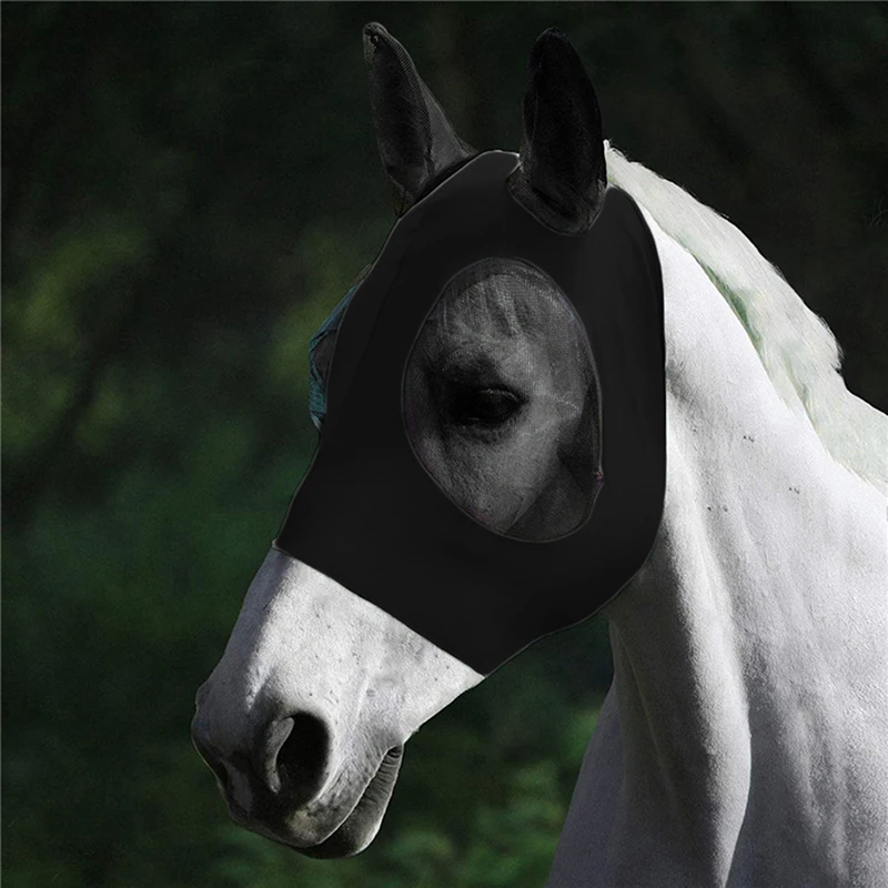 Masque anti-mouche pour chevaux avec oreilles mail... – Grandado
