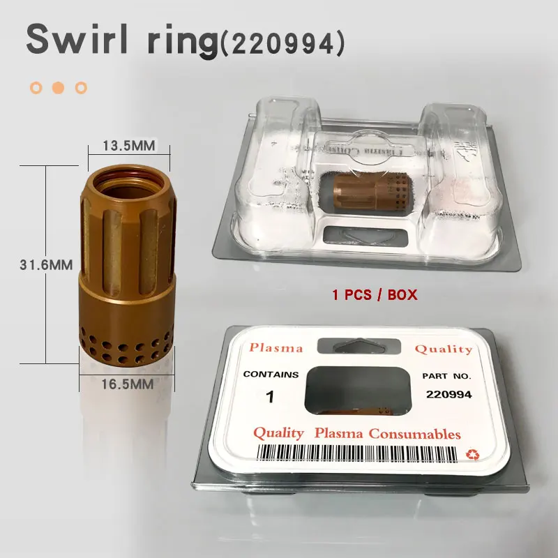 65A/85A/105A Düse für Plasmaschneid-Verbrauchsmaterialien 220990 Elektrode 220842 Schildkappe 220993 Haltekappe 220854 Wirbelring 220994 – Detail 5