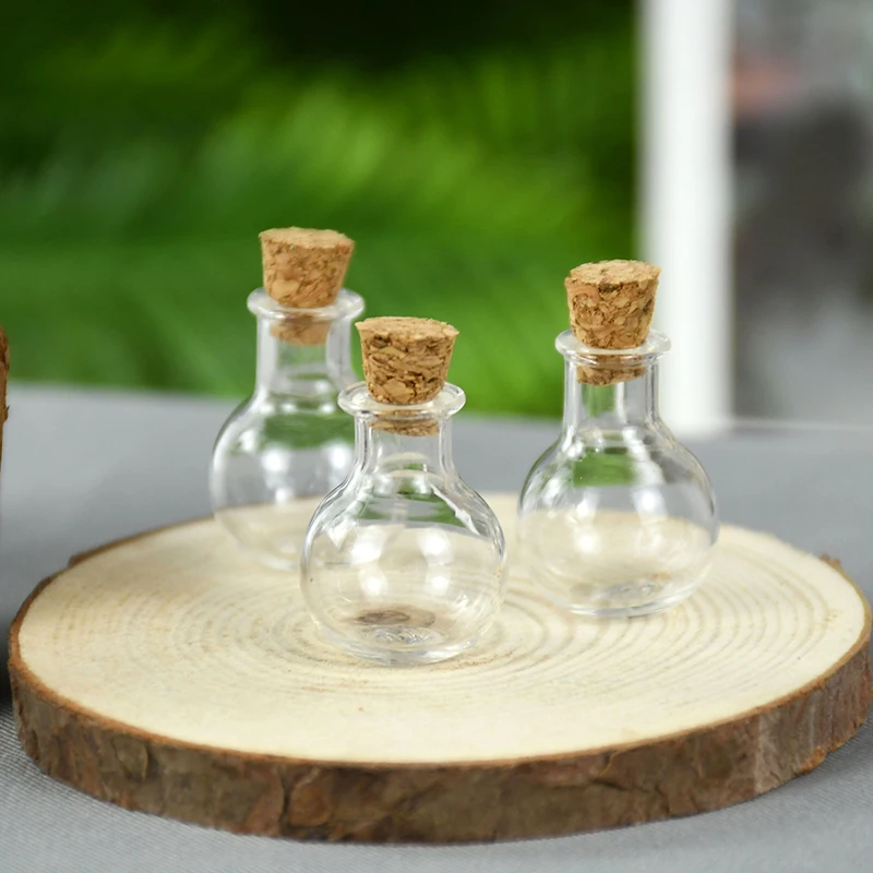 Glass Bottles Mini Glass Bottles 10pcs Mini Glass Bottle Clear Cork Stopper Drifting Bottle For Wedding Birthday Party Decor Glass Jars DIY Wishing Supply