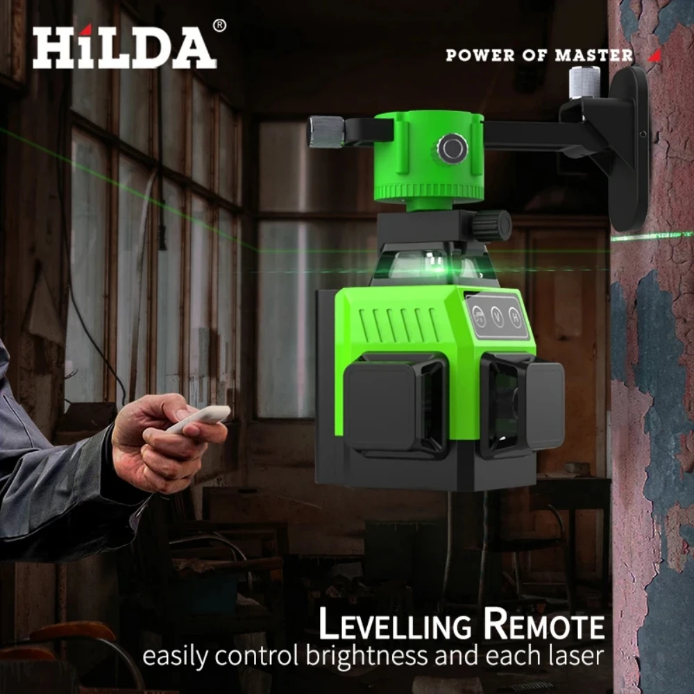 3D 12Lines Self-leveling Laser Level Mini 360 Horizontal Vertical Cross Green Portable