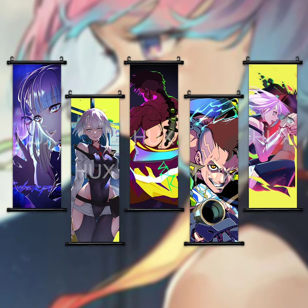 

Hot Animation Cyberpunk Edgerunners Lucy Rebecca David Wall Art Hanging Scroll Painting HD Poster Home Interior Decoration Mural