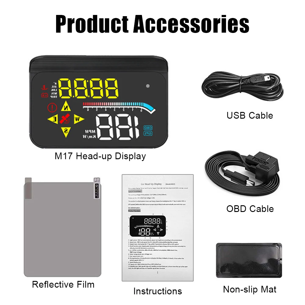  OBD + GPS  ý ,  M17 HUD,  RPM ӵ ,  溸,  ÷, 3.5 ġ
