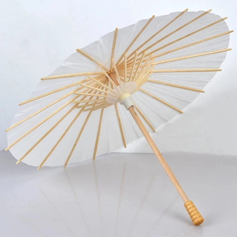 

100pcs 60/80cmChinese Craft Paper Umbrella for Wedding Photograph Accessory Party Decor White Paper Long-handle Parasol
