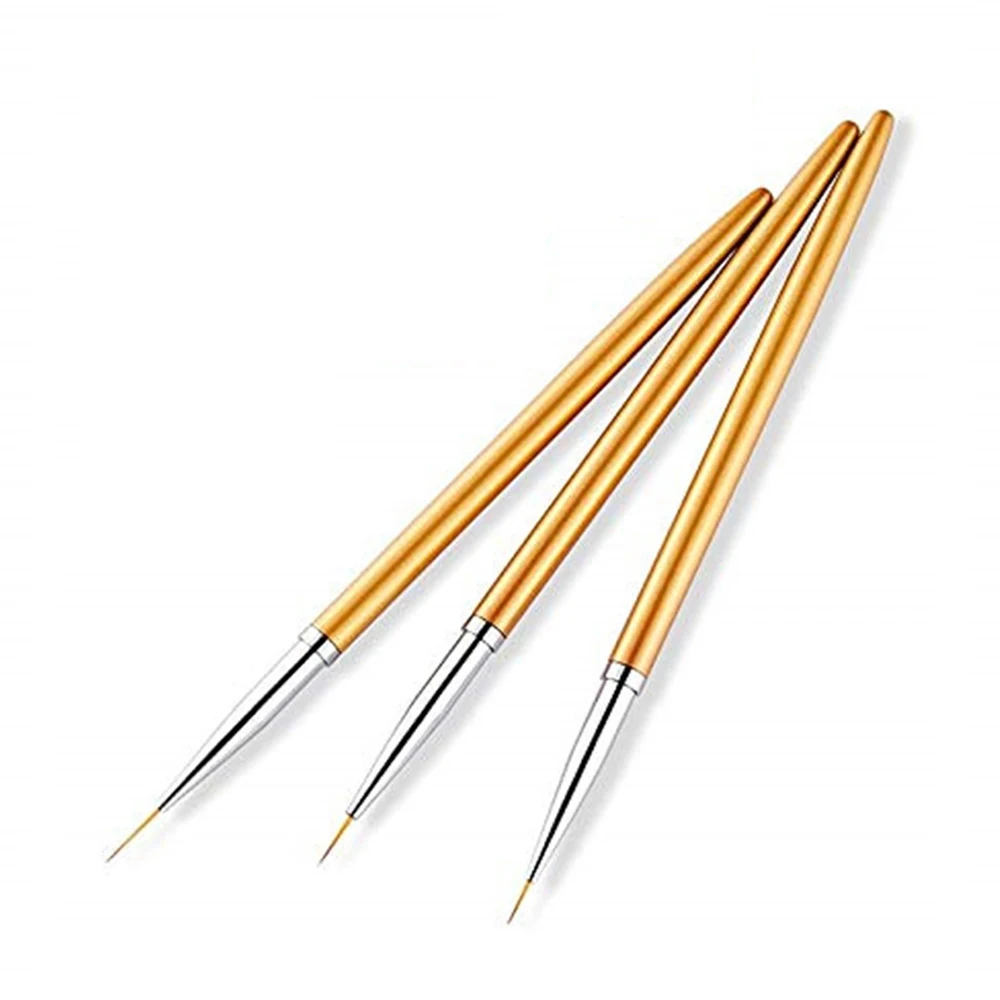 Nail Art Brush Metal Round Top Gel Extension Builder Painting Liner Drawing Flower Petal Pen Kit Manicure Tools