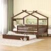 Full size Loft Bed with Shelves and Desk, Wooden Loft Bed with Desk - Espresso 2