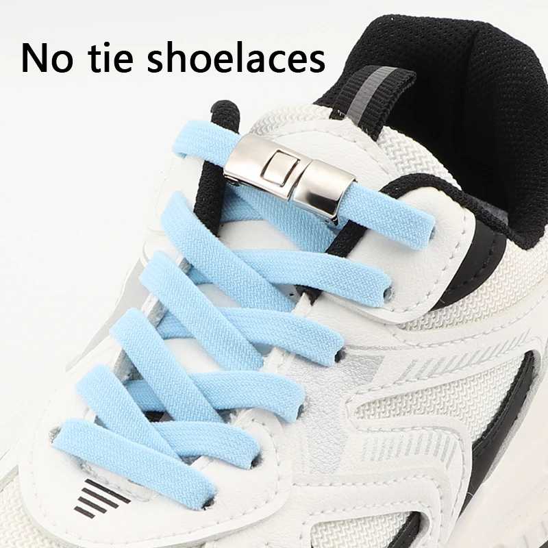 

1 Pair No Tie Shoelaces For Sneakers Flat Shoe Laces Elastic Metal Lock Convenient Personality Lazy Shoelace Rubber band