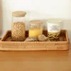 Handwoven Rattan Storage Basket Square Wicker Tray Picnic Basket Bread Food Plate Fruit Cake Sundries Box Home Desk Decor S/M/L 5