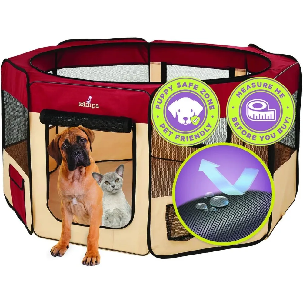 

Pop Up Portable Extra Large 80"x80"x36" Playpen for Dog and Cat, Foldable | Indoor/Outdoor Pen & Travel Pet Carrier