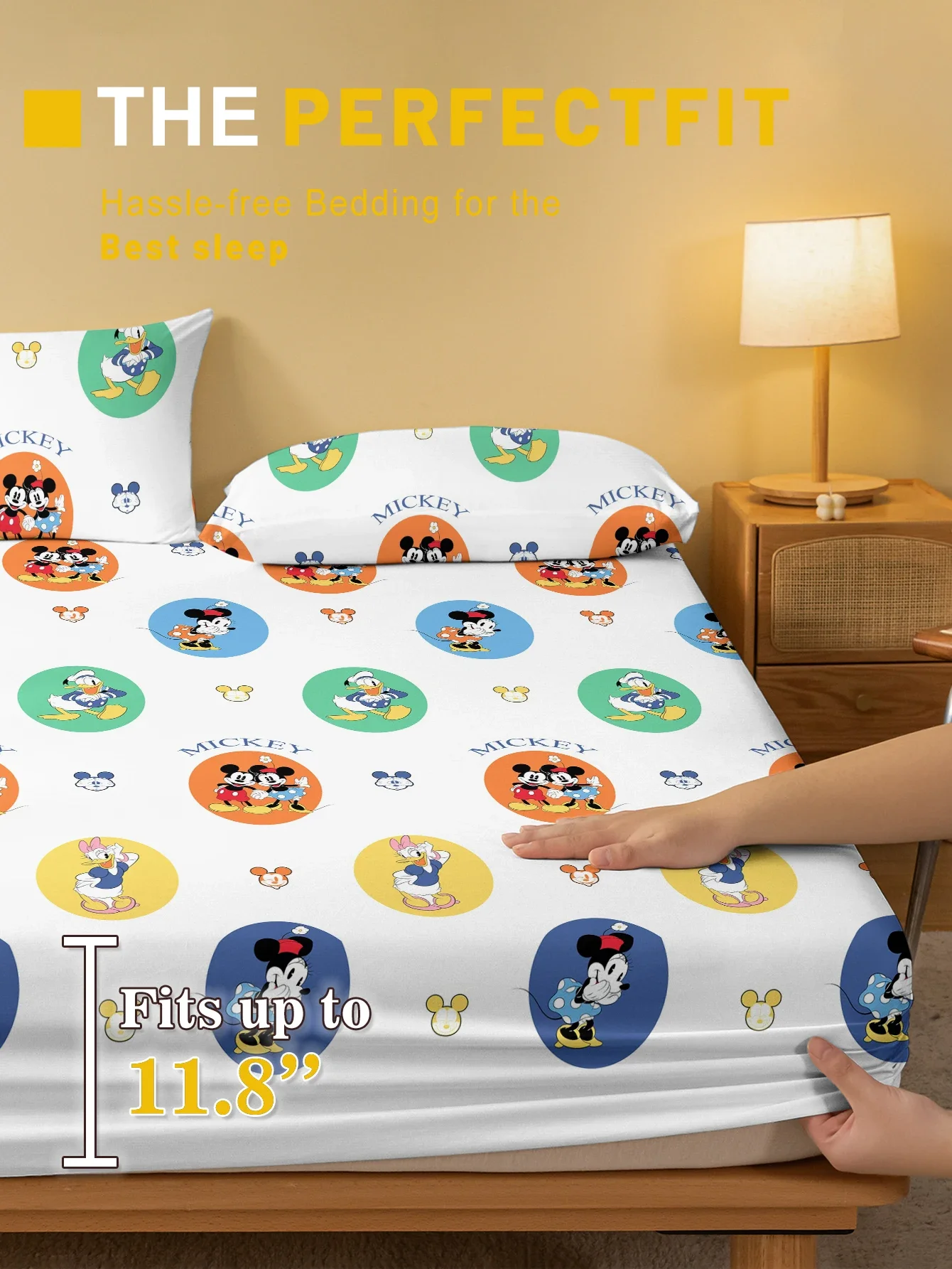 1 cartoon cute Mickey and Minnie digital printed frosted Fitted Sheet,bedroom printed bed cover,bedding(No pillowcase) 5