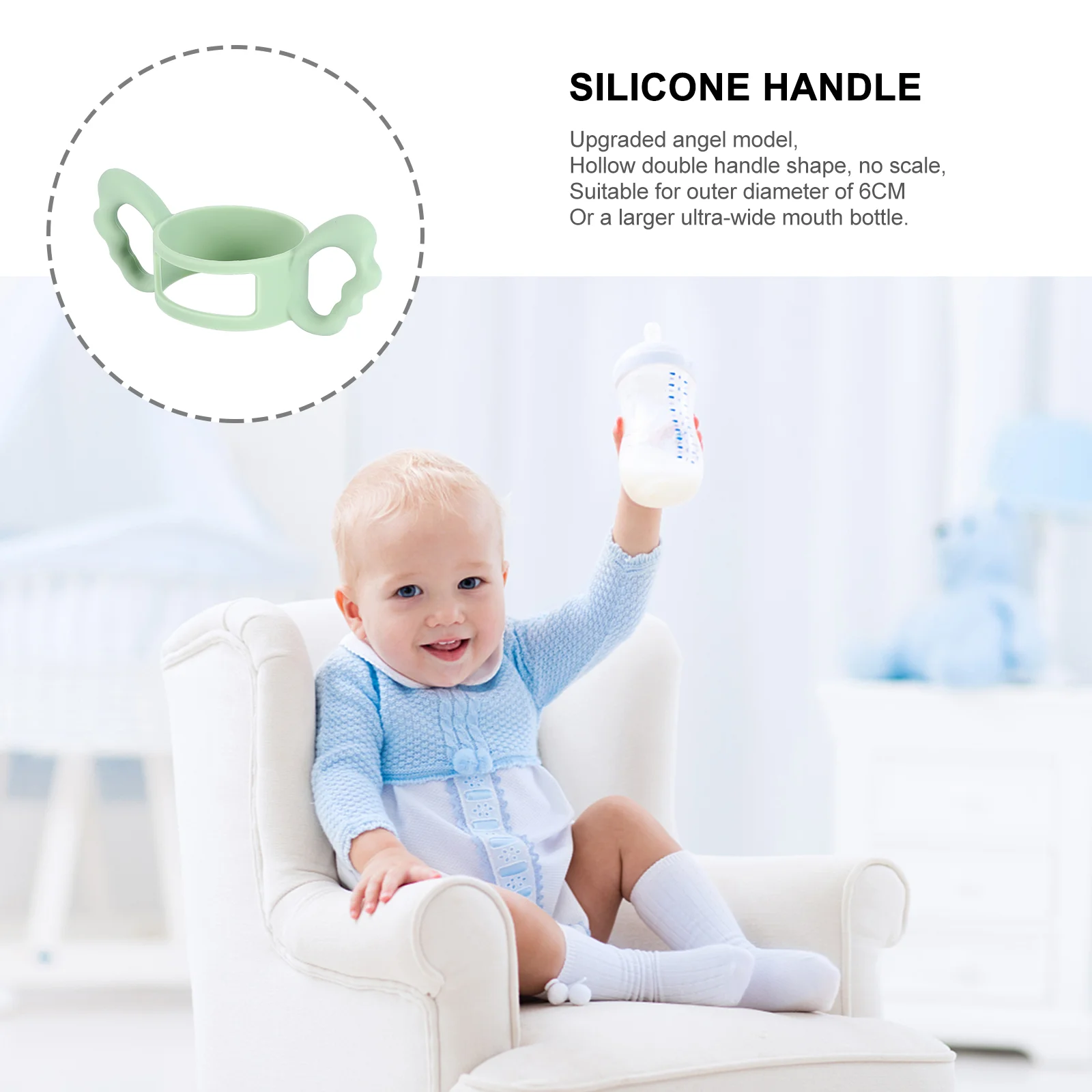 Upgraded Hollow Double Handle Food Grade Silicone Baby Feeding Bottle Handles Milk Bottle Grips Feeding Accessories