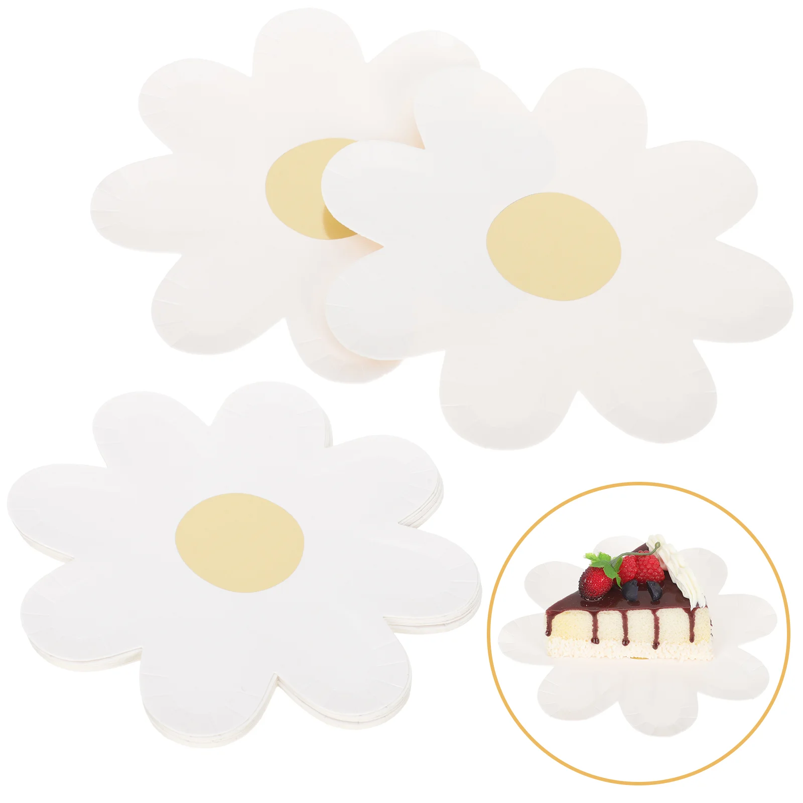 20 Pcs Flower Plate Home Paper Plates White Serving Platters Dessert Dish Party Tableware Favor Food Child Christmas Napkins