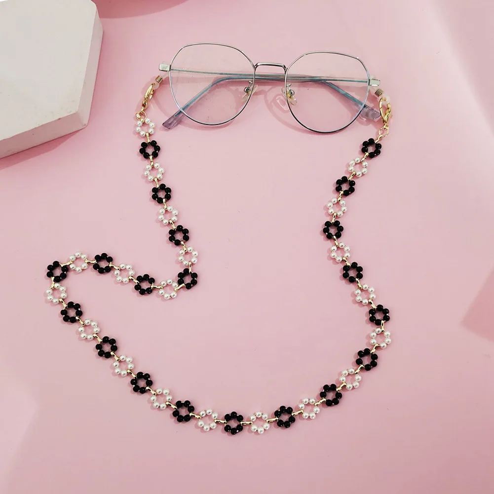 

1pc New Vintage Glasses Chain Women Girls Fashion Pearl Flower Beaded Hangs Masks Lanyard Hold Strap Hanger Rope Mask