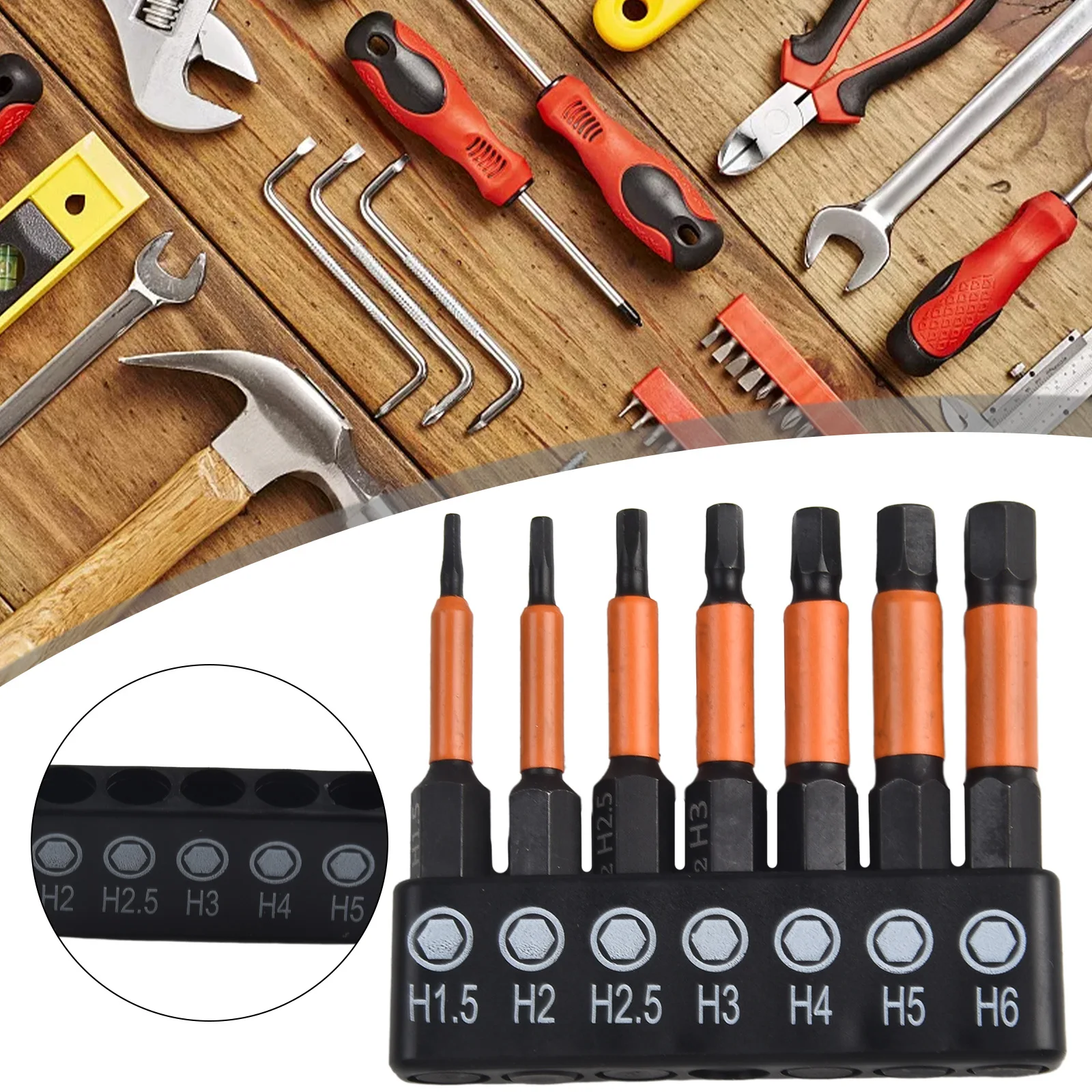 

7PC Magnetic Hex Head Wrench Drill Bit Set 50mm 1/4 Quick Release Shank Alloy Steel H1.5,H2,H2.5,H3,H4,H5,H6 Screwdriver Bit