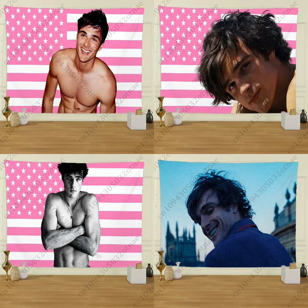 Jacob Elordi Pink USA Flag Tapestry Creative Pattern Photo Living Room Wall Art Tapestry Decor Party Outdoor Decorate Banners