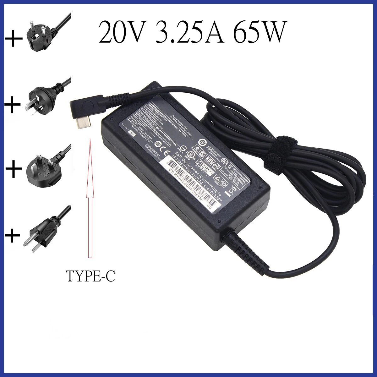 

Type-C 65W 20V 3.25A Laptop Adapter For HP EliteBook Spectrex x360 13 15 1030 1040 G2 G3 G4 Pro 14-DB0006AU TPN-CA06