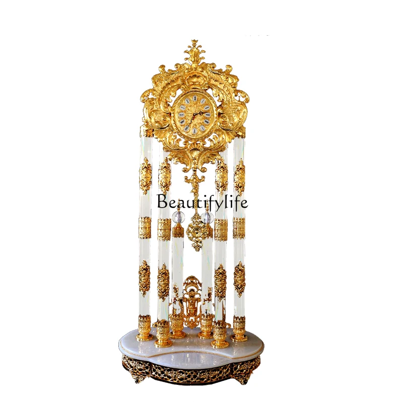 

European-Style European-Style Standing Grandfather Clock Luxury Villa Home Living Room Crystal the Grandfather Clock