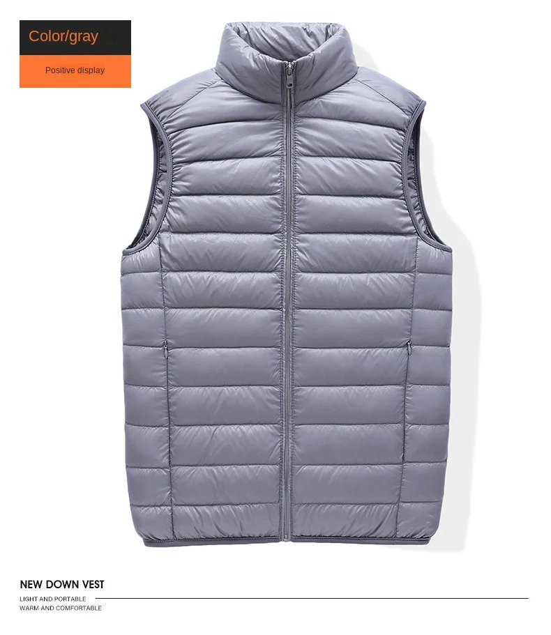 Light and thin down jacket, stand up collar, camisole, spring and autumn light and thin white duck down vest top