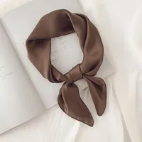 Luxury Solid 70*70cm Silk Square Scarf Women Soft Satin Hairband Neckerchief Tie Female Headband Foulard Bag Ribbon Gift 5