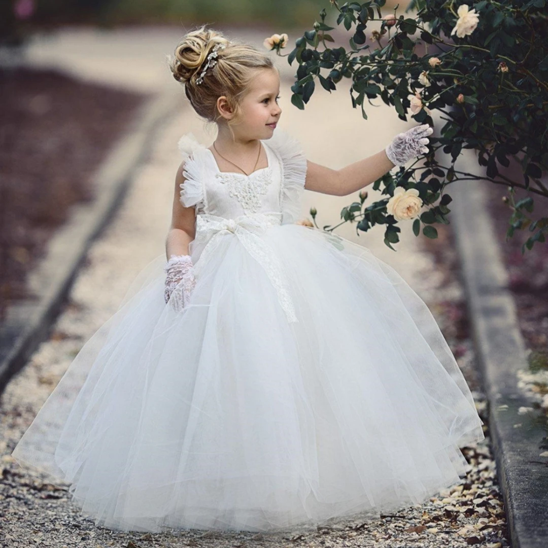 

Flower Girl Dresses Appliques Kids Princess For Wedding Pageant Gowns Vestidos De Fiesta