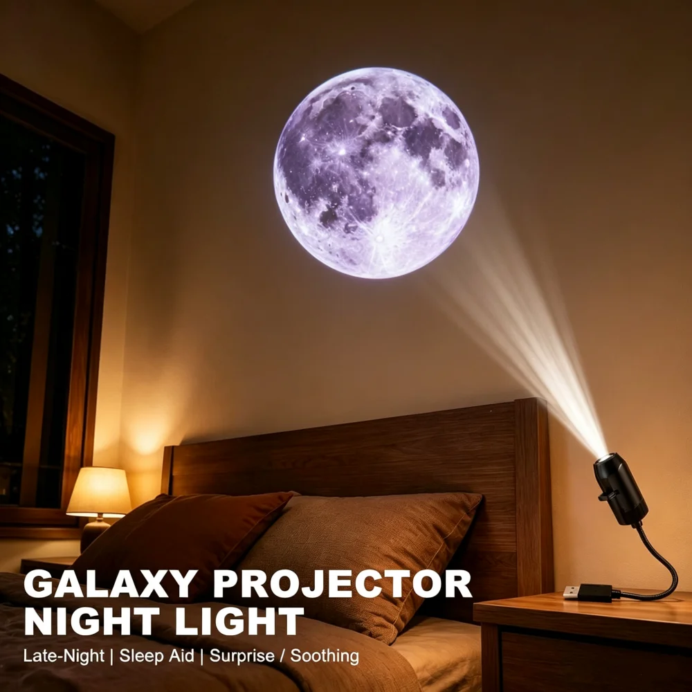 Planet Moon Projector Light Romantic USB LED Night Light Bedroom Atmosphere Projection Decorative Lamps for Ceiling Window Wall