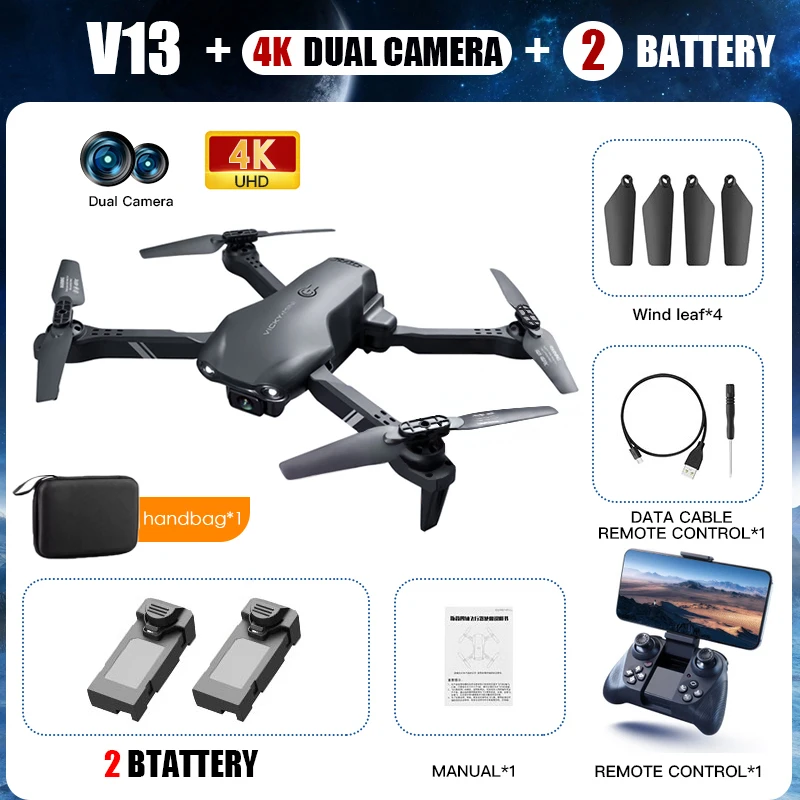 2022 New V13 Mini Drone 4k HD Dual Camera WiFi Fpv Foldable RC Quadcopter Professional Real Time Transmission Helicopter Toy rc blackhawk helicopter RC Helicopters