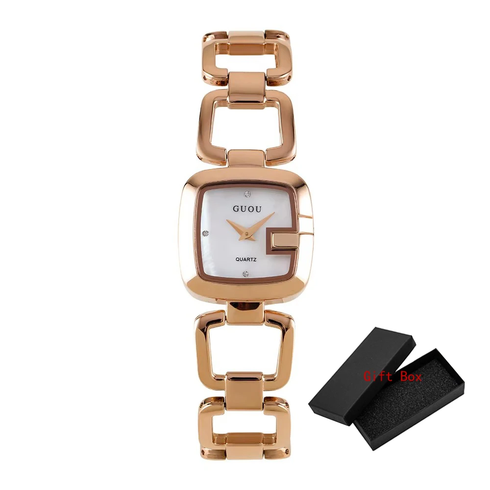 موضة 2023 Guou ساعة مربعة صغيرة مربعة سوار فولاذي...