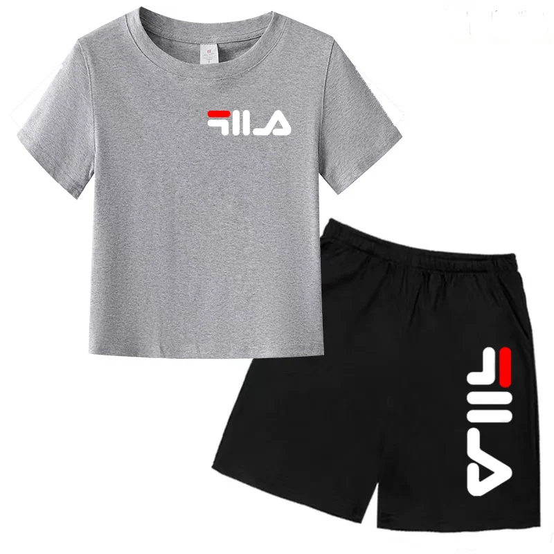 Summer Children's Suit Men's and Women's Sports T-shirt Short Sleeve Shorts Leisure Set Gift Preferred 3-13 Years Old 5
