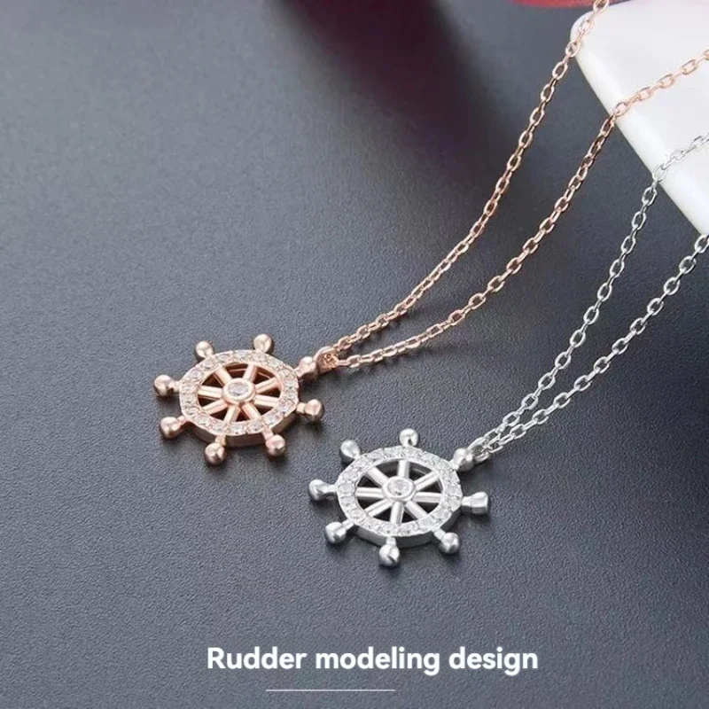 

Jewelry Ship Rudder S925 Sterling Silver 100% Necklace Women's Instagram Simple Personality Light Luxury Fashion Versatile