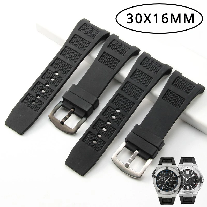 Accessori Per Orologi Cinturino In Silicone Da Uomo Per Iwc Ingenieur Iw323601 Iw376501 Iw322503 Serie Gomma 30 X1 6Mm Fibbia Ad Ardiglione