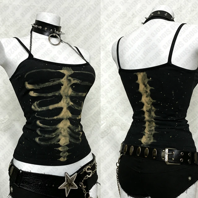 Vêtements Gothiques pour Femmes, Hauts Y2k Vintage, Vêtements Harajuku Mignons avec Bretelles, Débardeurs et Camisoles, Style Trashy Y2k Années 2000 Emo 1
