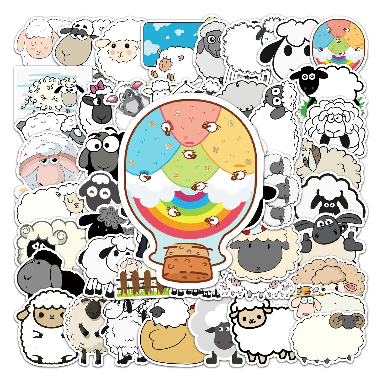 

50Pcs Cartoon Lamb Series Graffiti Stickers Suitable for Laptop Helmets Desktop Decoration DIY Stickers Toys Wholesale