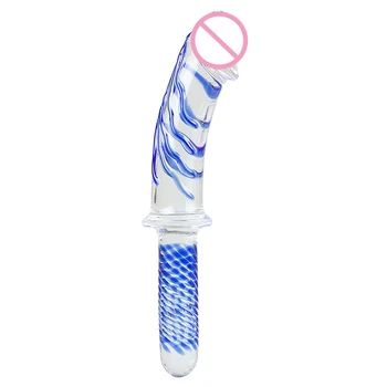 Heat-resistant Crystal Glass Dildo with Handle Huge Glass Dildo Anal Dildo G-point Stimulation Female Masturbation Stick Sex Toy 3