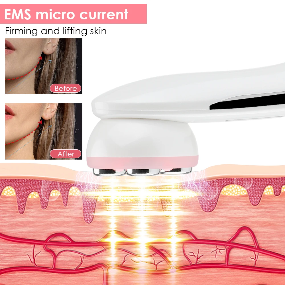 5 Colors LED RF Radio Frequency Facial Beauty Device Face EMS Microcurrent Lifting Tighten Massager Skin Rejuvenation Care