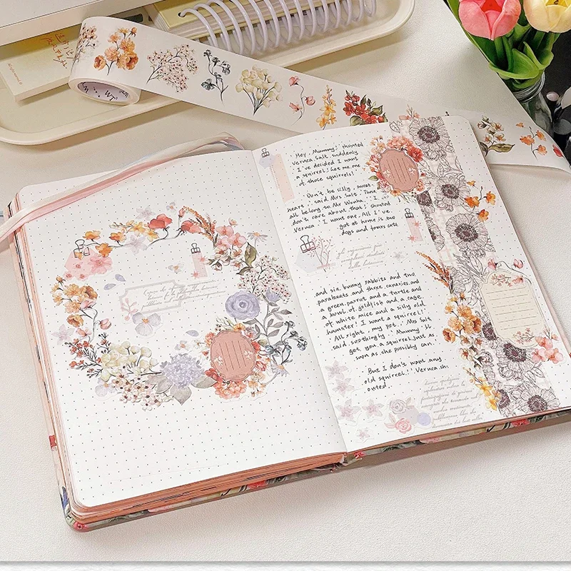 

Journaling Scrapbooking 3/4rolls Die-cutting Canada Flower Bouquet Material Wide Brand Tape Masking Tapes Washi With Orginal DIY