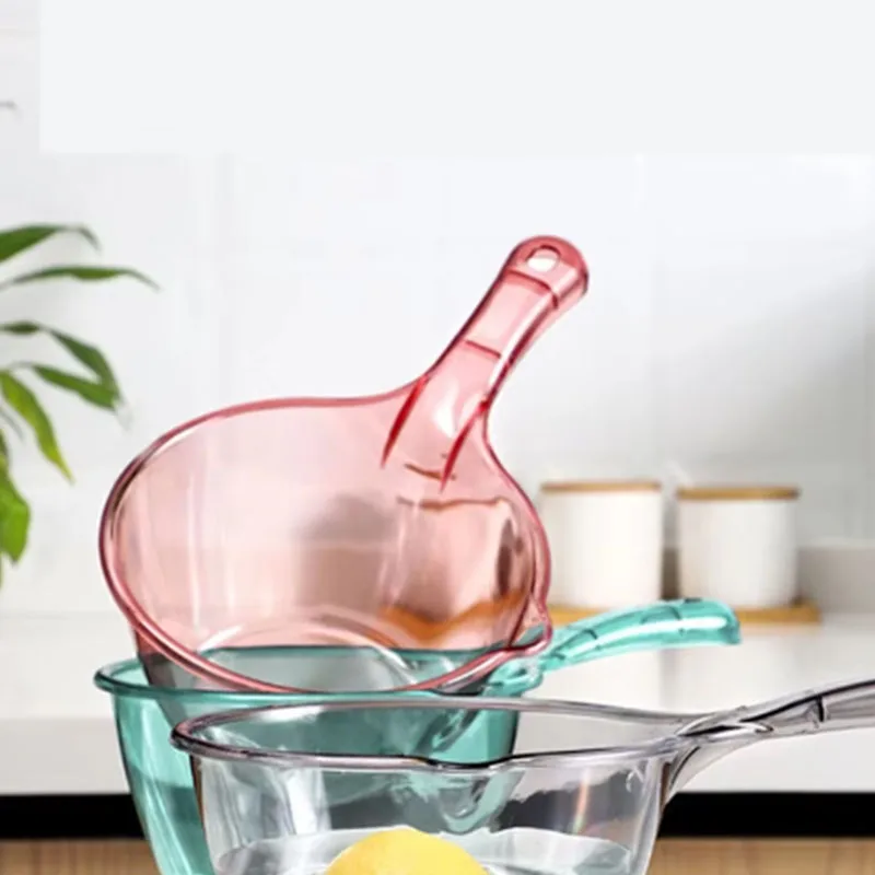Thickened Anti-fall Water Ladle Transparent Shampooing Water Scoop Bath Spoon Large Capacity Long Handle Big Dipper