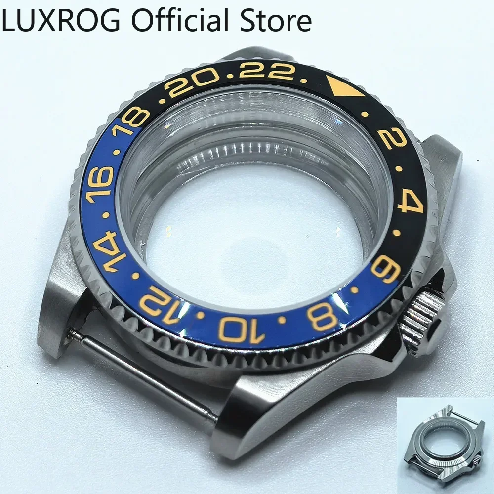 Stainless Steel 40MM Black Blue Ceramic Insert Watch Case