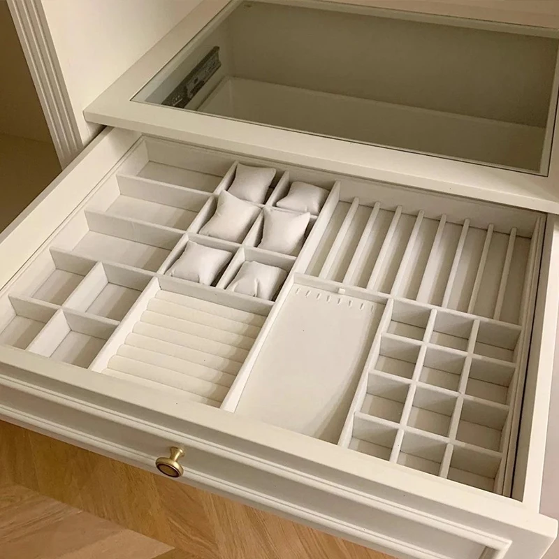 Velvet Jewelry Display Organizer Box Beige | Exquisite Jewellery Holder Tray for Rings ... - SKU VJDO0915 - UGI Packaging